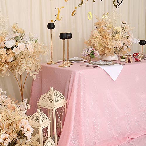 Sequin Tablecloth 60x102 Inch Pink for Birthday Wedding Party