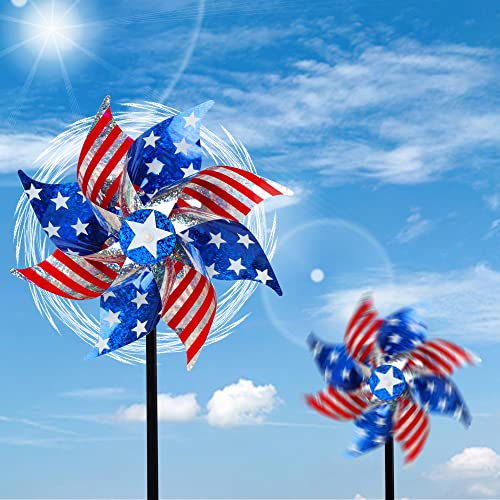 10 Pack Reflective Pinwheels Patriotic Decorations (10 Count)