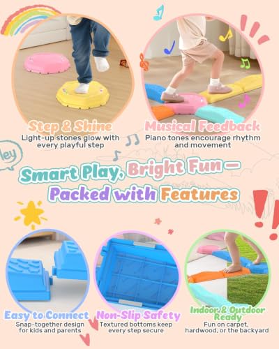 Balance Beam & Stepping Stones for Kids (13 Count)