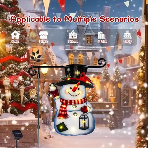Lighted Christmas Snowman Garden Flag
