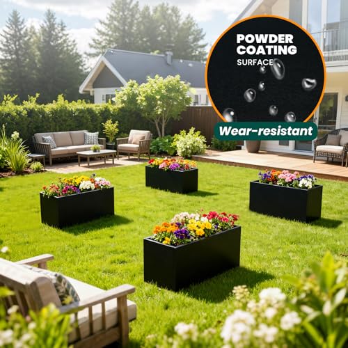 Galvanized Steel Planters Rectangular Planter 32" L x 16" W x 16" H