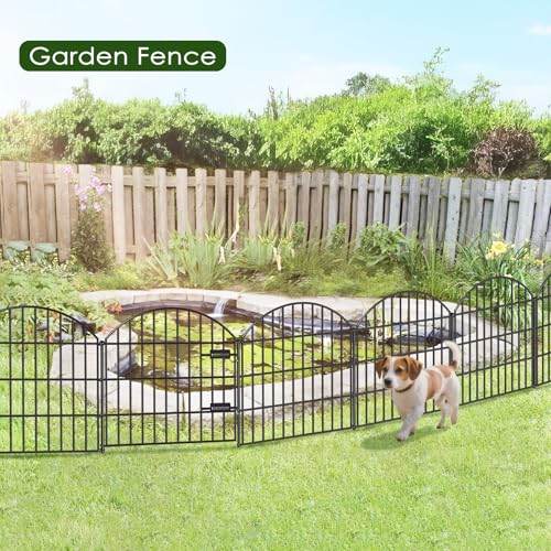 Metal Garden Fence with Gate 28 in x 37.3 ft