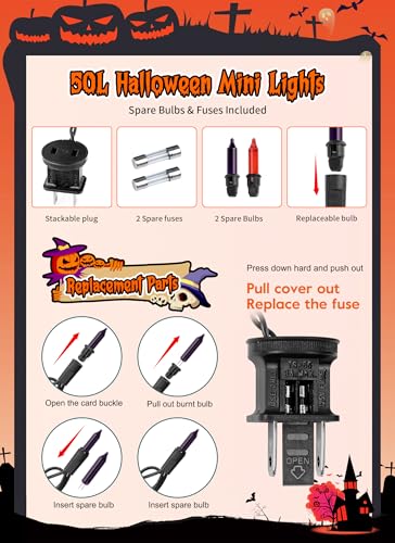 2 Pack Orange & Purple Halloween Mini Lights (2 Count)