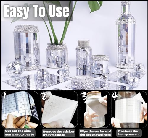 Self Adhesive Disco Mirror Tiles Kit (24 Count)