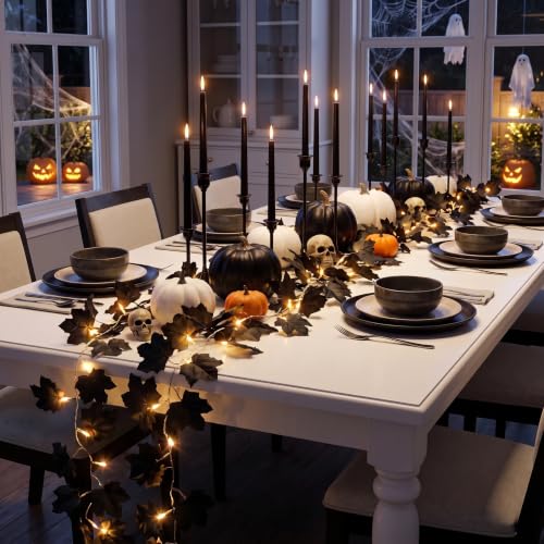 2 Pcs Lighted Black Garland Decoration 20 Ft 60 Led (20 Foot)