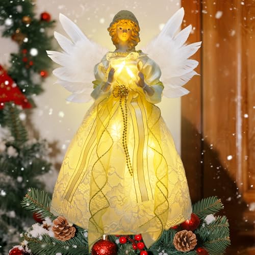 12 inch Lighted Angel Christmas Tree Topper