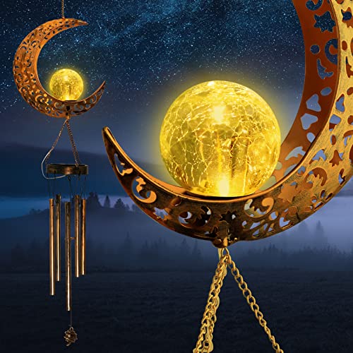 Moon Solar Lights Wind Chimes for Outside Gift for Women