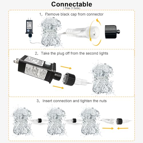 33ft 400 LED Icicle Lights for Outside Warm White Christmas Lights Outdoor