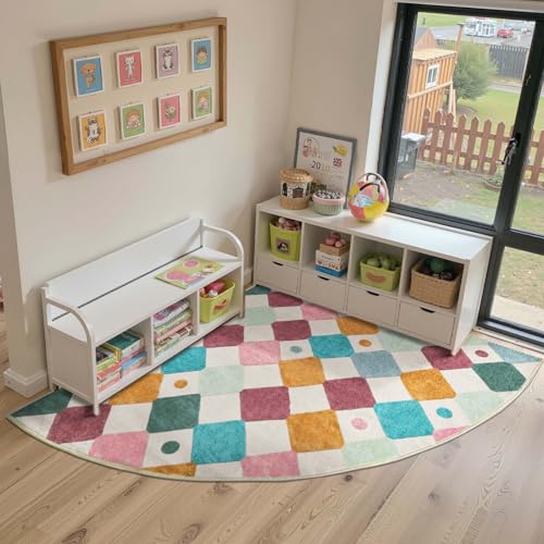 Corner Classroom Rug Washable Kids Rug Colorful Play Mat Confetti (36 Sq Ft)