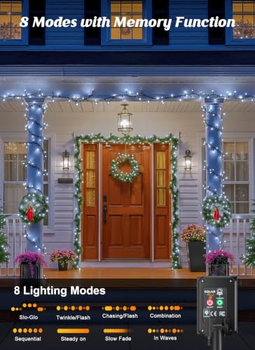2 Pack Solar Christmas String Lights Outdoor (144 Foot)