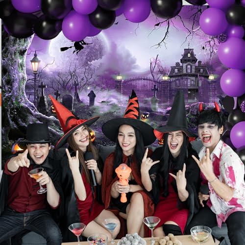 7x5ft Purple Halloween Backdrop Spooky Photography Background
