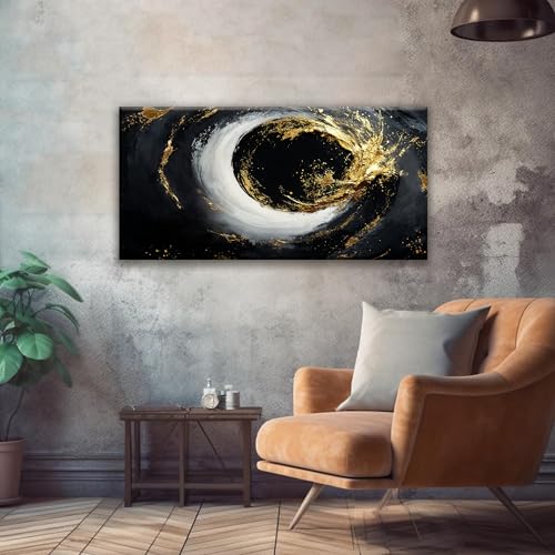 Canvas Art Wall Decor Print Modern Abstract Art Paintings Black And Gold Wall Art Prints Abstract Wall Art Pictures For Bedroom Kitchen Office Home Artwork 20" × 40"