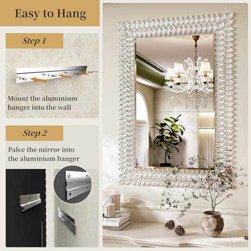 28"x40" Jeweled Luxury Rectangle Decorative Wall Mirror