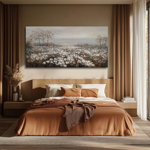 Wildflower Wall Art Rustic Farmhouse Wall Decor Countryside Canvas Prints for Bedroom Large Landscape Painting for Living Room Hallway Decor 29x58 Inch