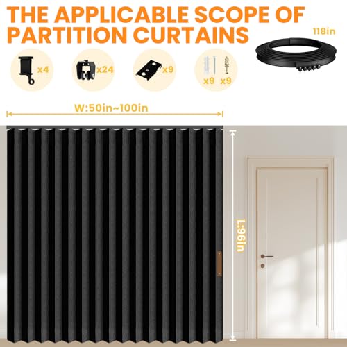 Room Divider Curtain Sets with Flexible Ceiling Track