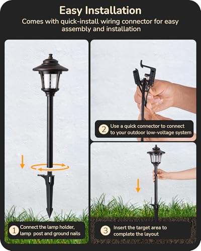 Low Voltage Landscape Lighting 12V 3W 120LM with Connectors 4 Pack (4 Count)