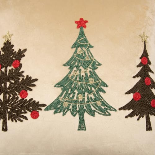 Christmas Tree Pillow Covers 18x18 Inch Gold Embroidered Tree Throw Pillows for Holiday Decorations