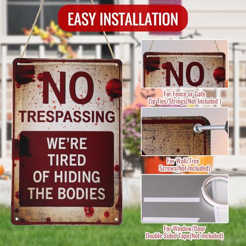 Halloween Decorations Metal Tin Sign for Outdoor Yard