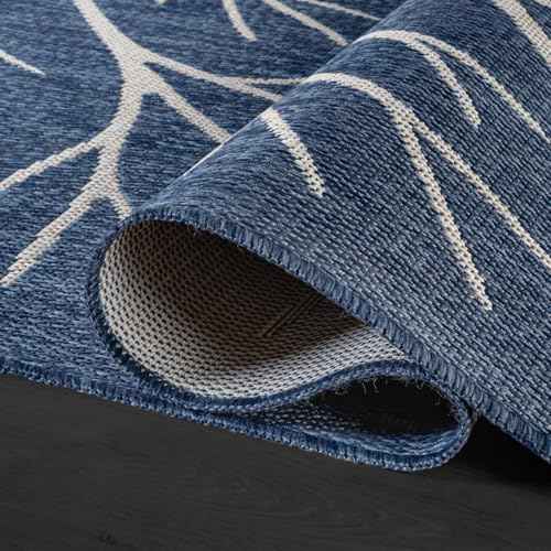 Washable Indoor Outdoor Rug 5x7 Modern Area Rugs Branch Pattern Non Shedding Waterproof Easy Clean Patio Deck Porch Living Room Bedroom Garden RV (35 Sq Ft)