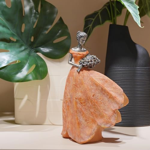 Fairy Statue Orange Leaf Angel Girls 7.5 x 4.5 x 11.5 Inch