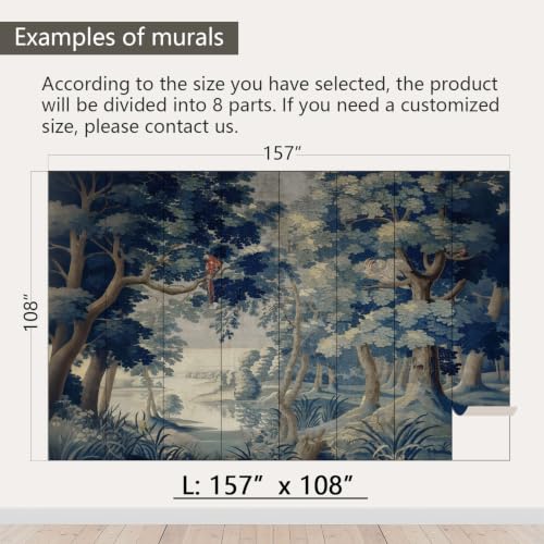 Vintage Forest Peel and Stick Wallpaper Jungle Landscape Mural
