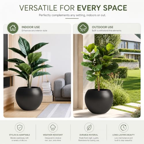 Fiberstone Large Round Planter for Indoor Outdoor Use