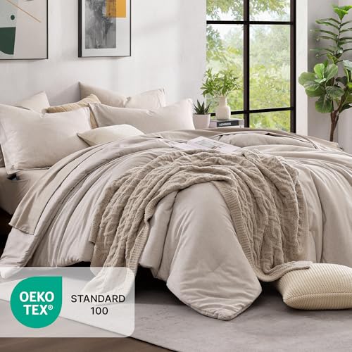 Full Size Comforter Set 7 Pieces Oatmeal Beige Bed in a Bag