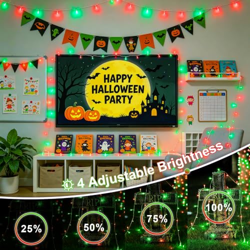 600 LED Red and Green Halloween String Lights Outdoor Clear Wire (168 Foot)