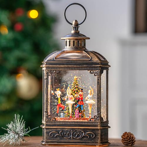Christmas Snow Globe Lantern Lighted Nutcracker Ballet Stage Scene Musical Snow Water Lantern Swirling Glittering Home Decoration and Gift