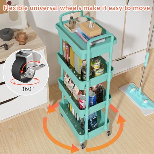 4 Tier Utility Cart with Drawer & Wheels (4 Shelves)