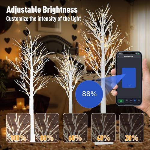 Smart Lighted Birch Trees 4FT 5FT 6FT (3 Count)