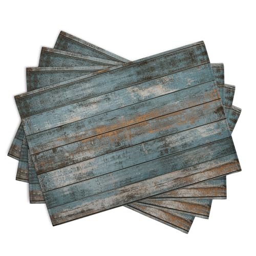 Rustic Wooden Board Print Placemats Set of 4 Vintage Wood Grain Texture Farmhouse Place Mats Washable Heat Resistant Non