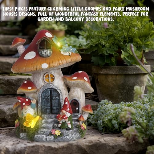 Spring Garden Mushroom Gnomes Decorations Mushroom House Ornaments Decor for Porch