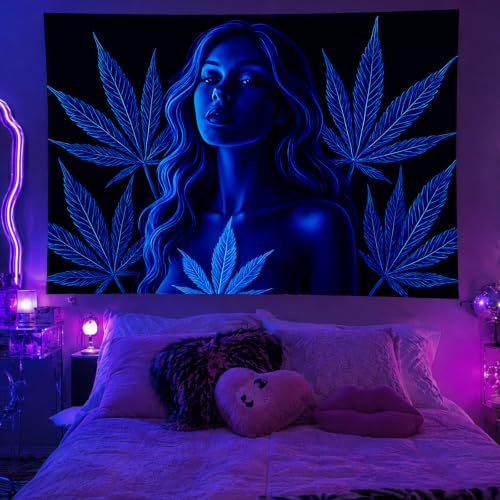 Blacklight Tapestry for Bedroom 78x59 Inch Trippy Room Decor