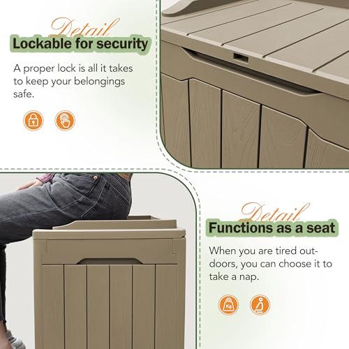31 Gallon Resin Deck Box All Weather Outdoor Storage Boxes for Patio Furniture Set