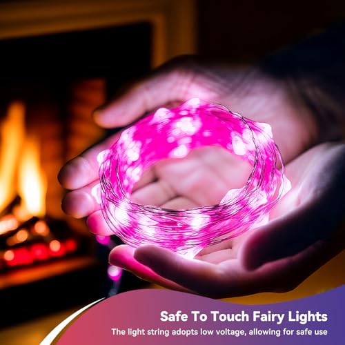 4 Pack Pink Fairy Lights Battery Operated