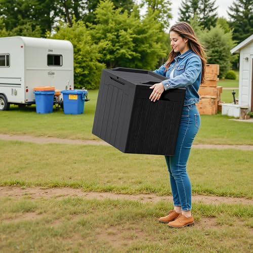30 Gallon Resin Deck Box 2 Pack Outdoor Indoor Waterproof Storage Box for Patio Furniture Pool Accessories Storage for Cushion Garden Tools
