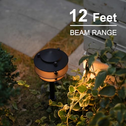 Landscape Lighting 4PK Pathway Lights Low Voltage 2.2 Watt LED 12V AC Landscape Lights 30 Lumen Warm White with Cable Connectors Metal Stakes 9122 (4 Count)