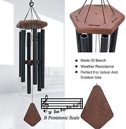 Wind Chimes for Outside 30 inch Black Aluminum Garden Patio Gift Decor Yard