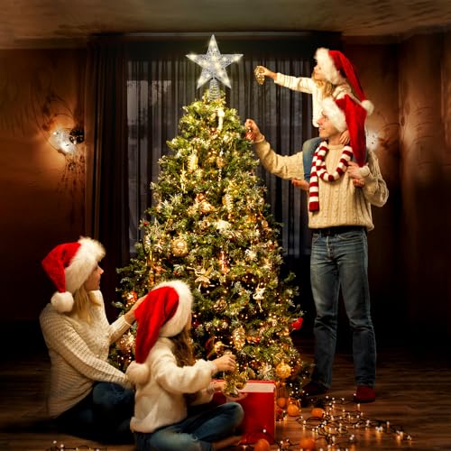 11.8’’ Silvery Christmas Tree Topper Star Treetop with 20 LED