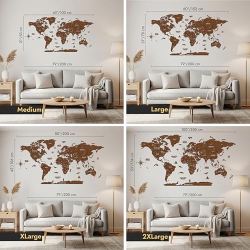 Multilayer 3D Wooden World Map