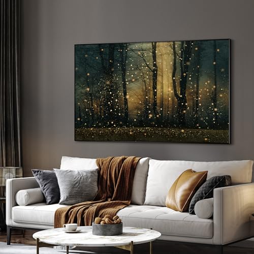 30"x60" Extra Large Framed Wall Art Magical Firefly Forest at Twilight