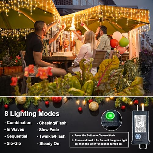 66FT 640 LED Icicle Lights for Outside