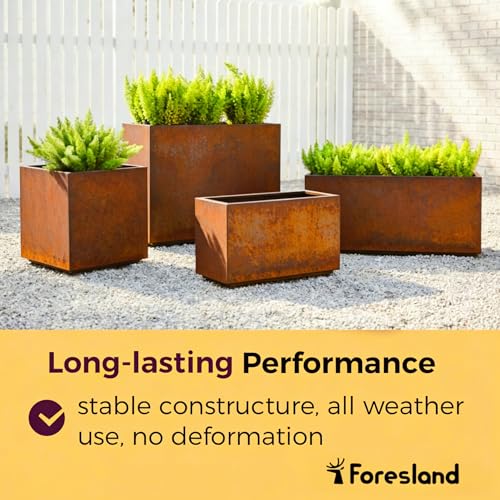 Corten Steel Style Planter Box 40Wx12Dx16H