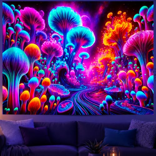Blacklight Tapestry Fantasy Forest Room Decor 78 x 59 Inch