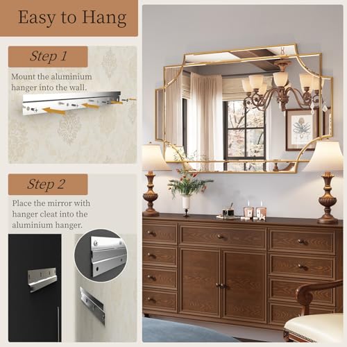 32"x48" Gold Foil Scalloped Edge Decorative Vanity Wall Mirror
