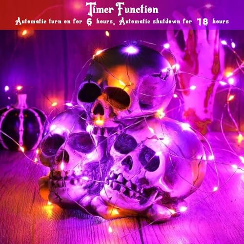 Halloween String Lights 4 Pack Fairy Lights Battery Operated Orang Purple (4 Count)