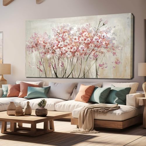 Home Decor Pink Blossom Hand Painted 30x60 Inch Colorful Wall Art Large Canvas Wall Art for Living Room Bedroom Office Kitchen