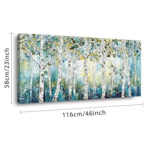 Abstract Teal Grove Canvas Paintings Prints Modern Tree Wood Artwork Decor Wall Art for Living Room Bedroom Offices