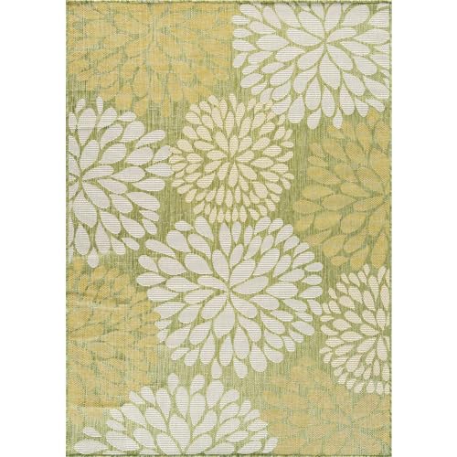 Outdoor Rug 5x7 Modern Exotic Tropical Leaf Area Rugs for Indoor and Outdoor Patio Deck Porch Garden Water Resistant Washable Outside Carpet